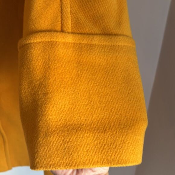 Talbots Wool Mustard yellow short sleeve large buttons Pea Coat women’s 14P GUC - Picture 7 of 14